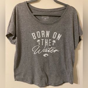Womens Gray Costa Born On The Water Gray Short Sleeve T-Shirt Size XL‎